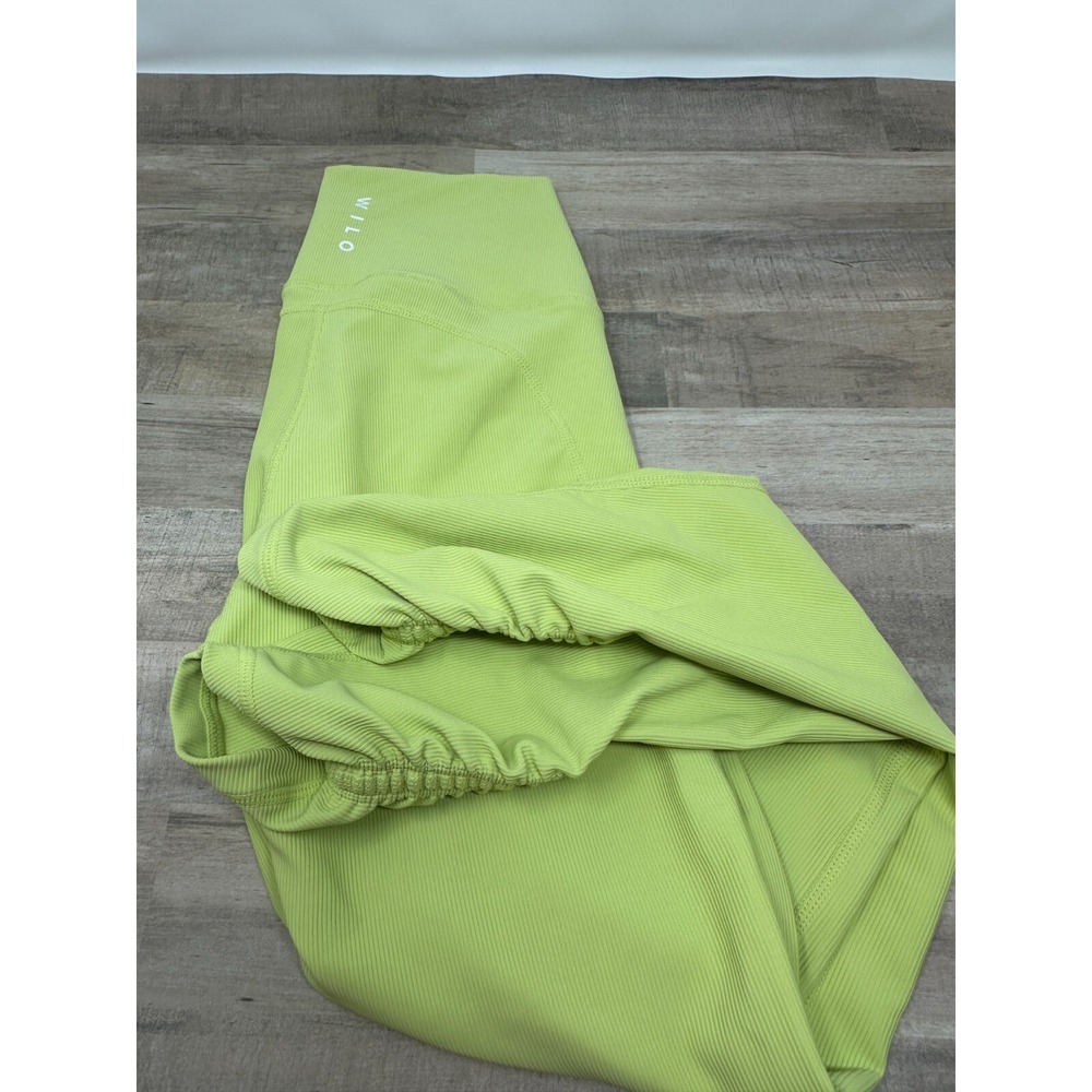 Wilo The Label Anthropologie Ribbed Lime Green Capri Ruched Leggings Size XSmall